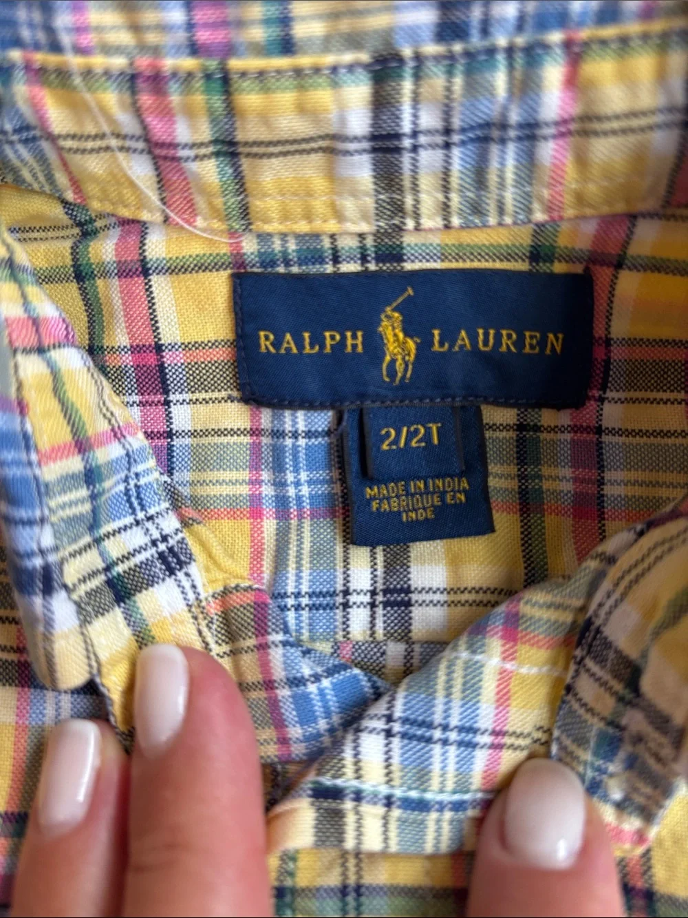 Ralph Lauren Yellow Plaid Button-Down Shirt with Blue & Pink Accents